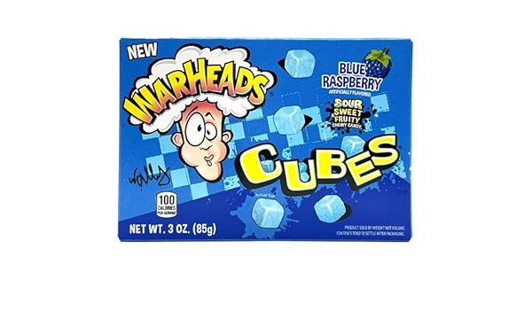 Warheads Cubes Sour Fruity Blue Raspberry USA -Caramelle gommose acide al lampone blu (88g)