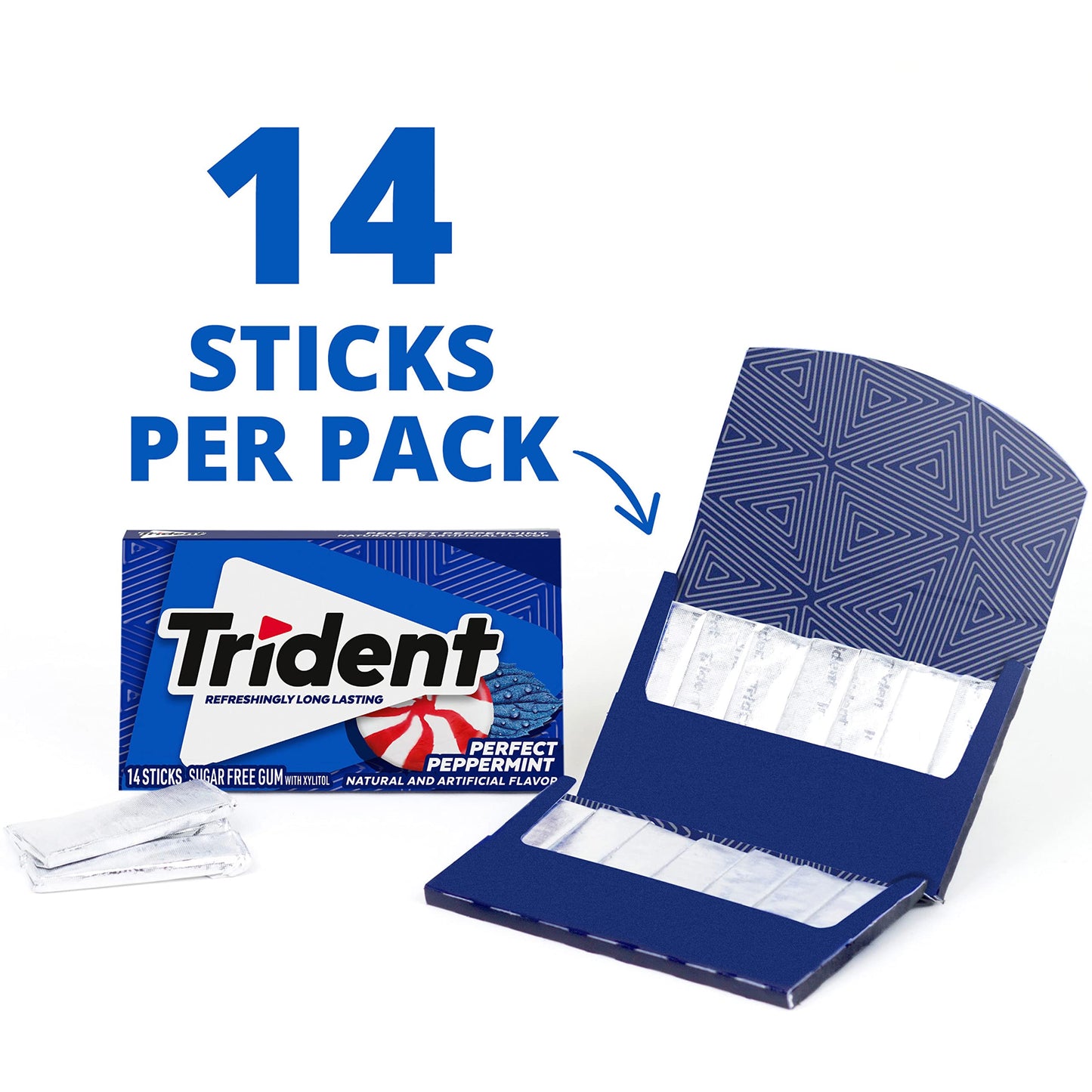 Trident Perfect Peppermint USA - Ice Mint Flavor Chewing Gum (14stick)