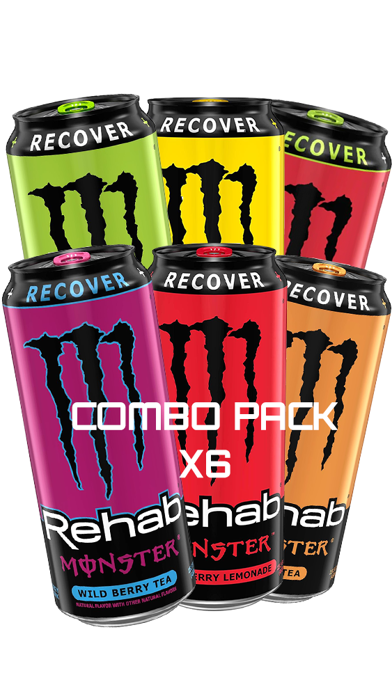 COMBO PACK MONSTER ENERGY REHAB USA ( GREEN+WATERMELON+LEMONADE+PEACH+WILD BERRY+STRAWBERRY) [458ml]