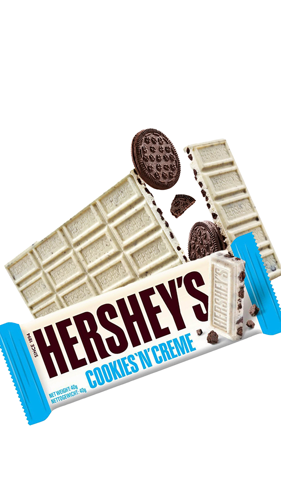 Hershey's Cookies'n'Creme (USA) - Barretta di cioccolato bianco con pezzettini di biscotto oreo (43g)