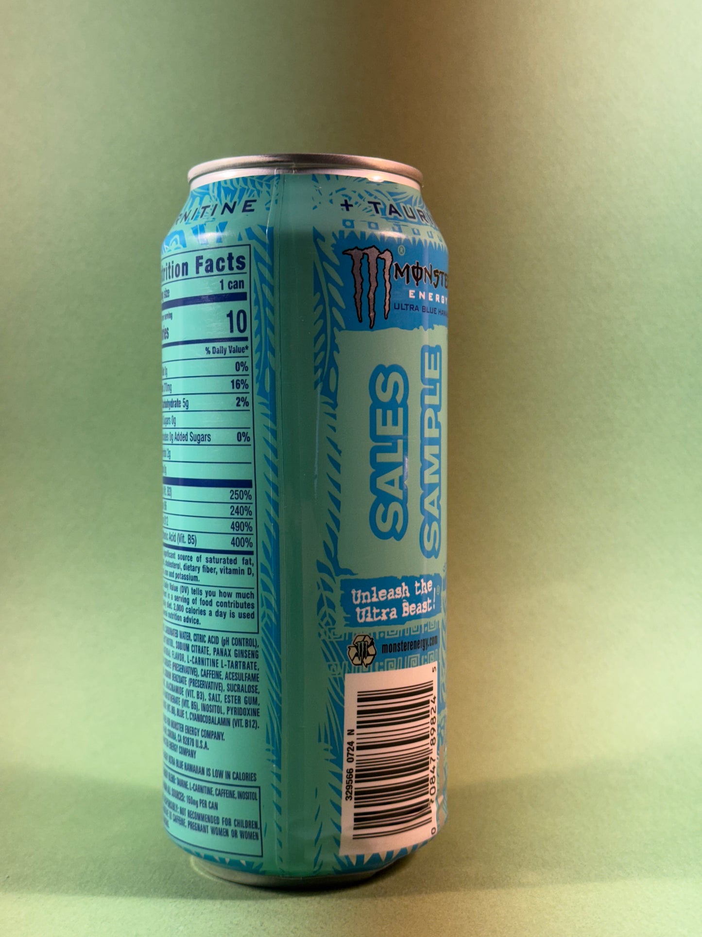 Monster Energy Ultra Blue Hawaiian SALES SAMPLE (USA) [**DENTS**] 