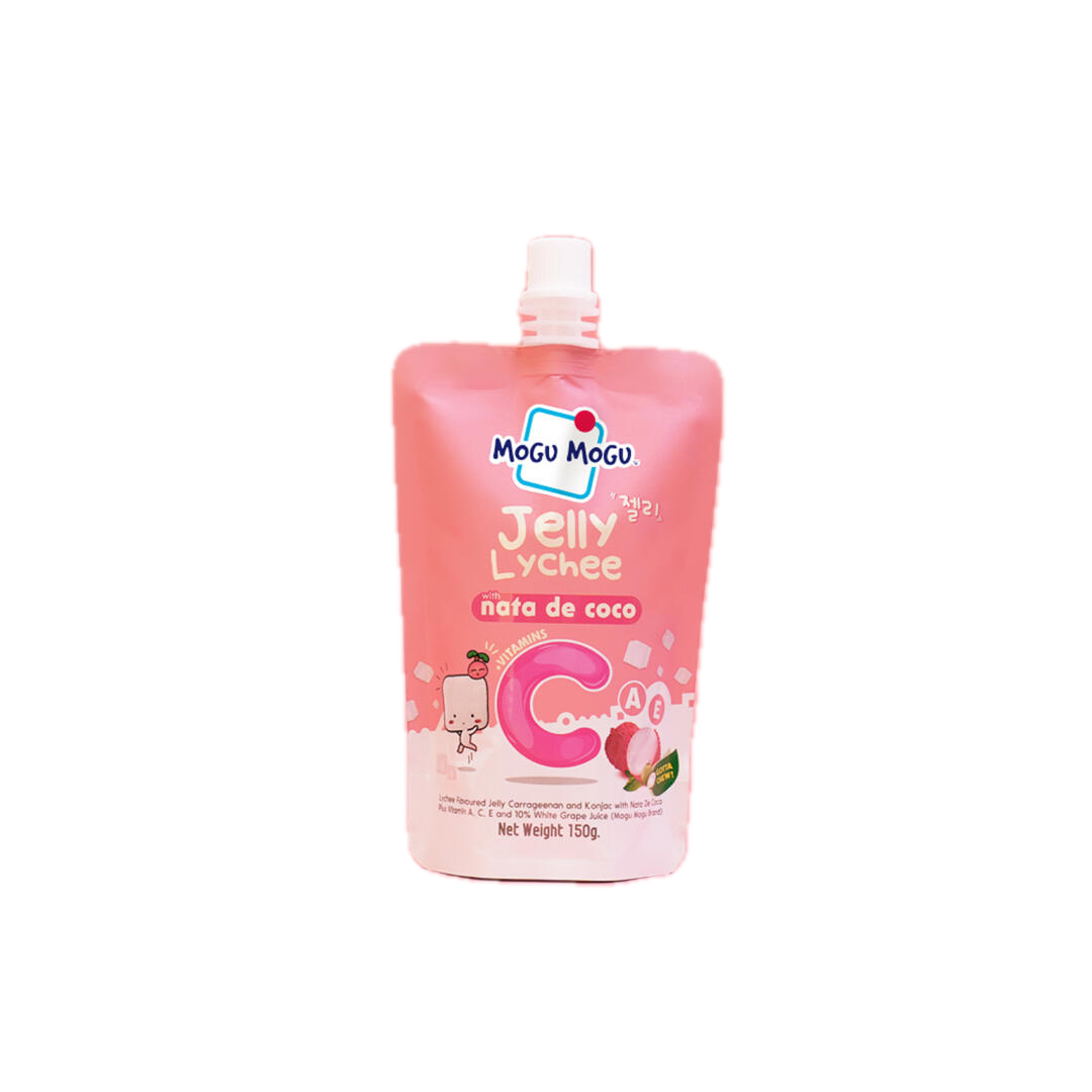 Mogu Mogu Jelly Lychee - Succo di frutta gusto licii con pezzettini di nata de cocco (150ml)