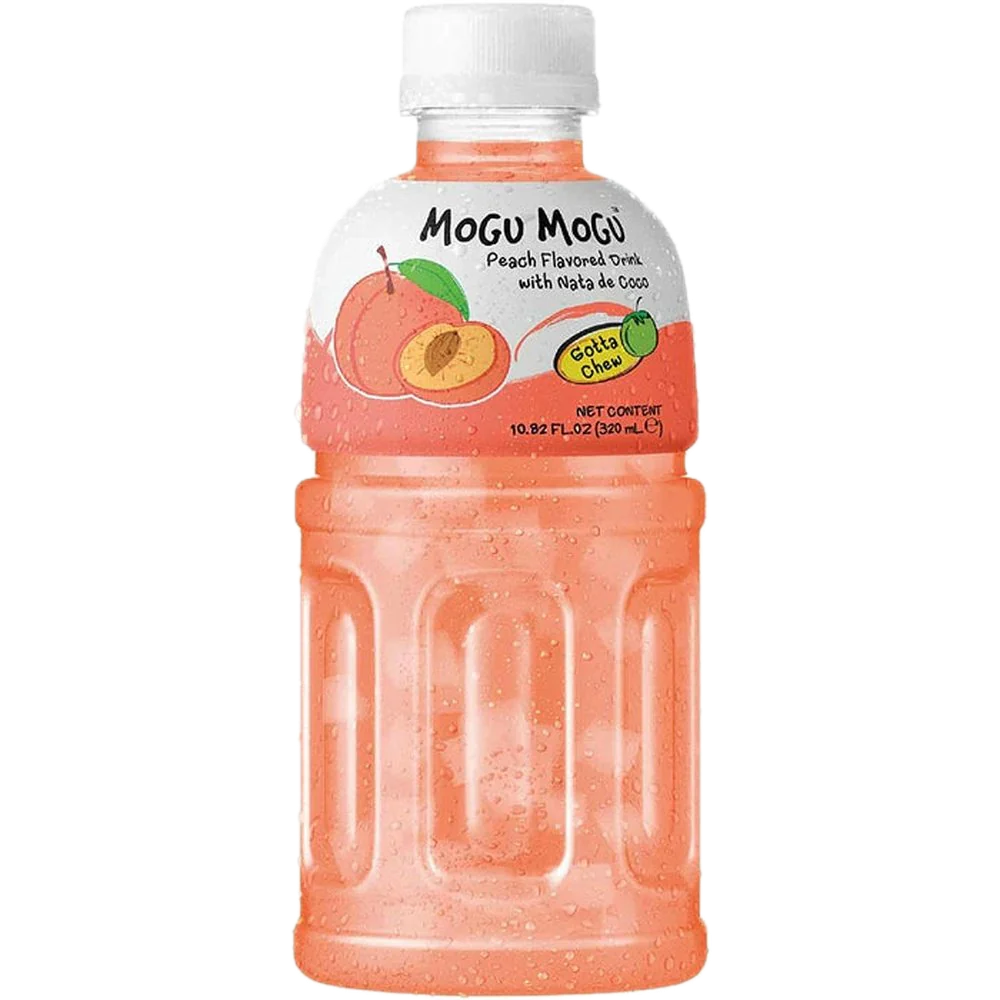Mogu Mogu Peach - Succo di frutta gusto Pesca con pezzettini di nata de cocco (320ml)