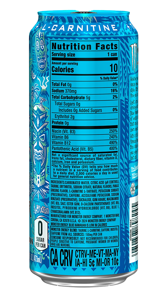 Monster Energy Ultra Blue Hawaiian (USA) [473ml] Back
