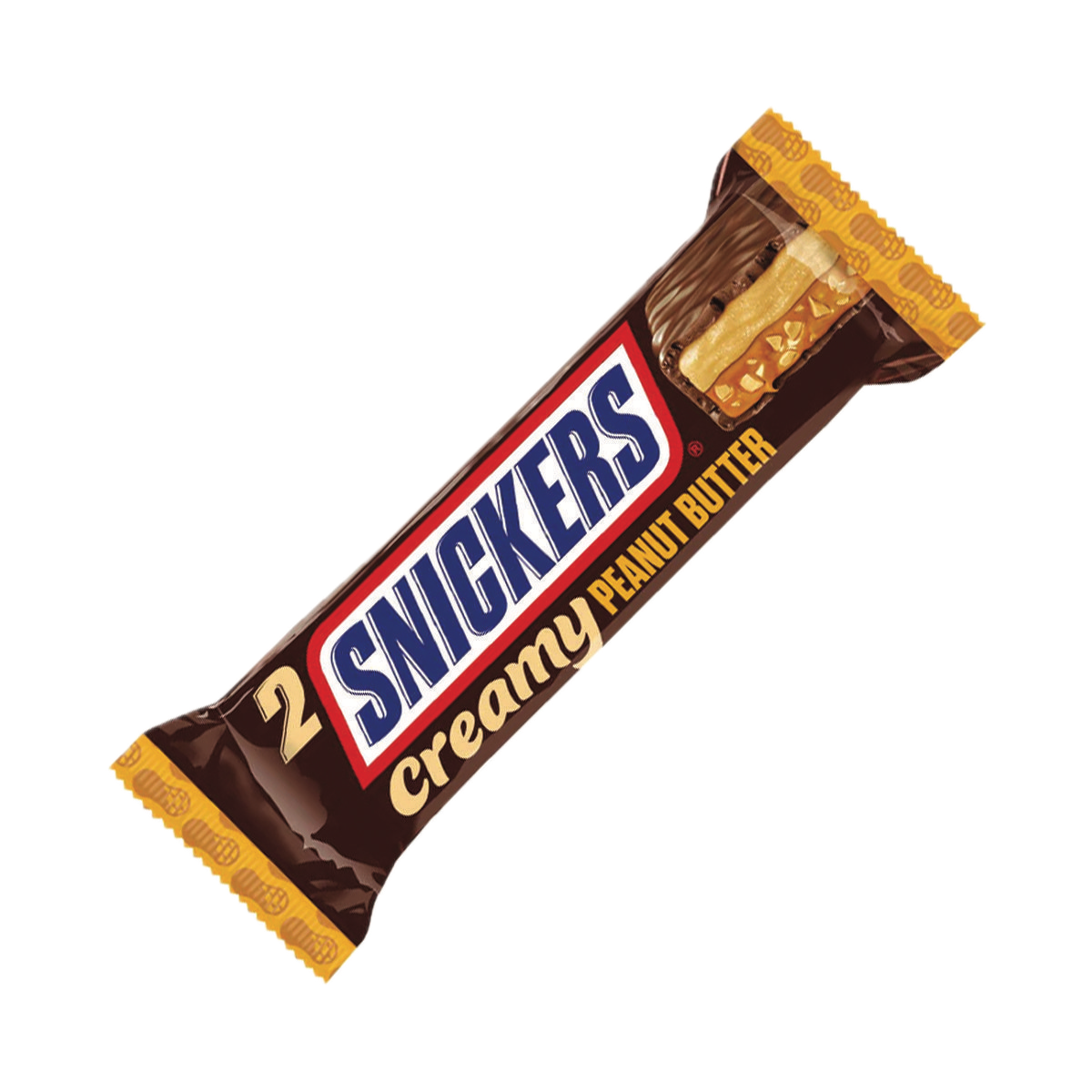 Snickers Creamy Peanut Butter - Barretta di cioccolato con cuore al burro di arachidi, noci e caramello (55g)